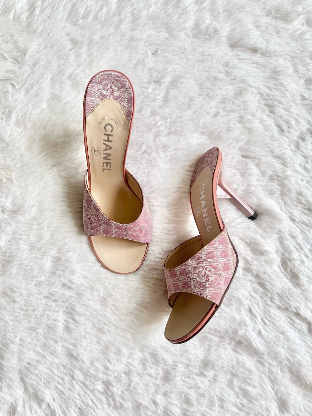 Vintage Chanel Pink Monogram Heels